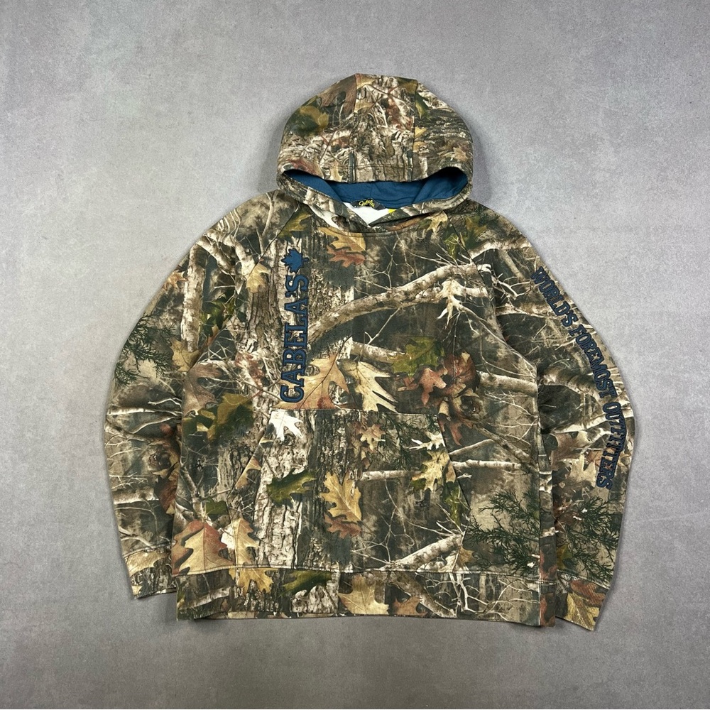 Cabela's Camouflage Hoodie with Blue Lining